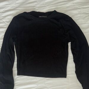 ZARA cropped black top